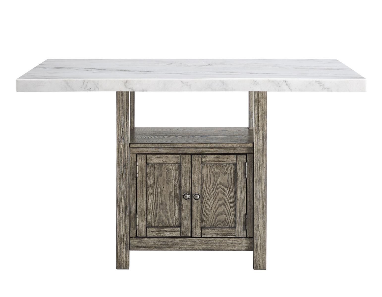 Steve Silver Grayson White Marble Counter Storage Table in Driftwood Steve Silver 2