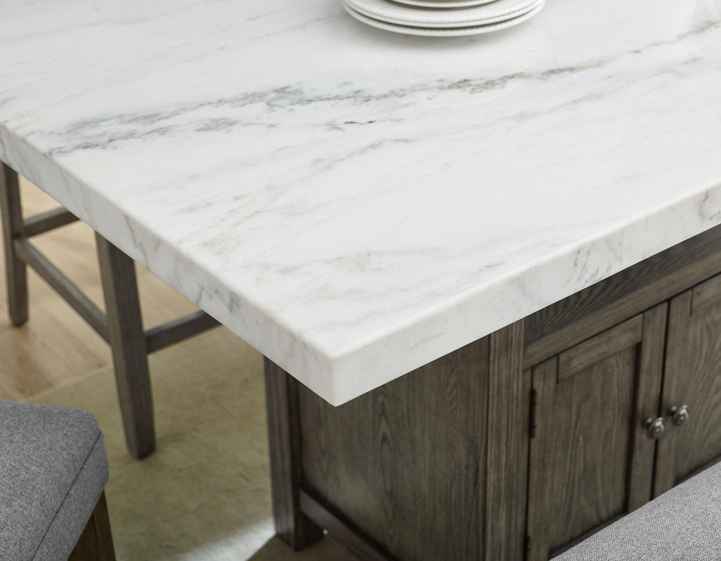 Steve Silver Grayson White Marble Counter Storage Table in Driftwood Steve Silver 2