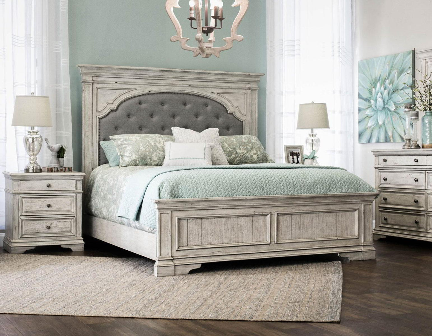 Steve Silver Highland Park King Panel Bed in Cathedral White Steve Silver 2