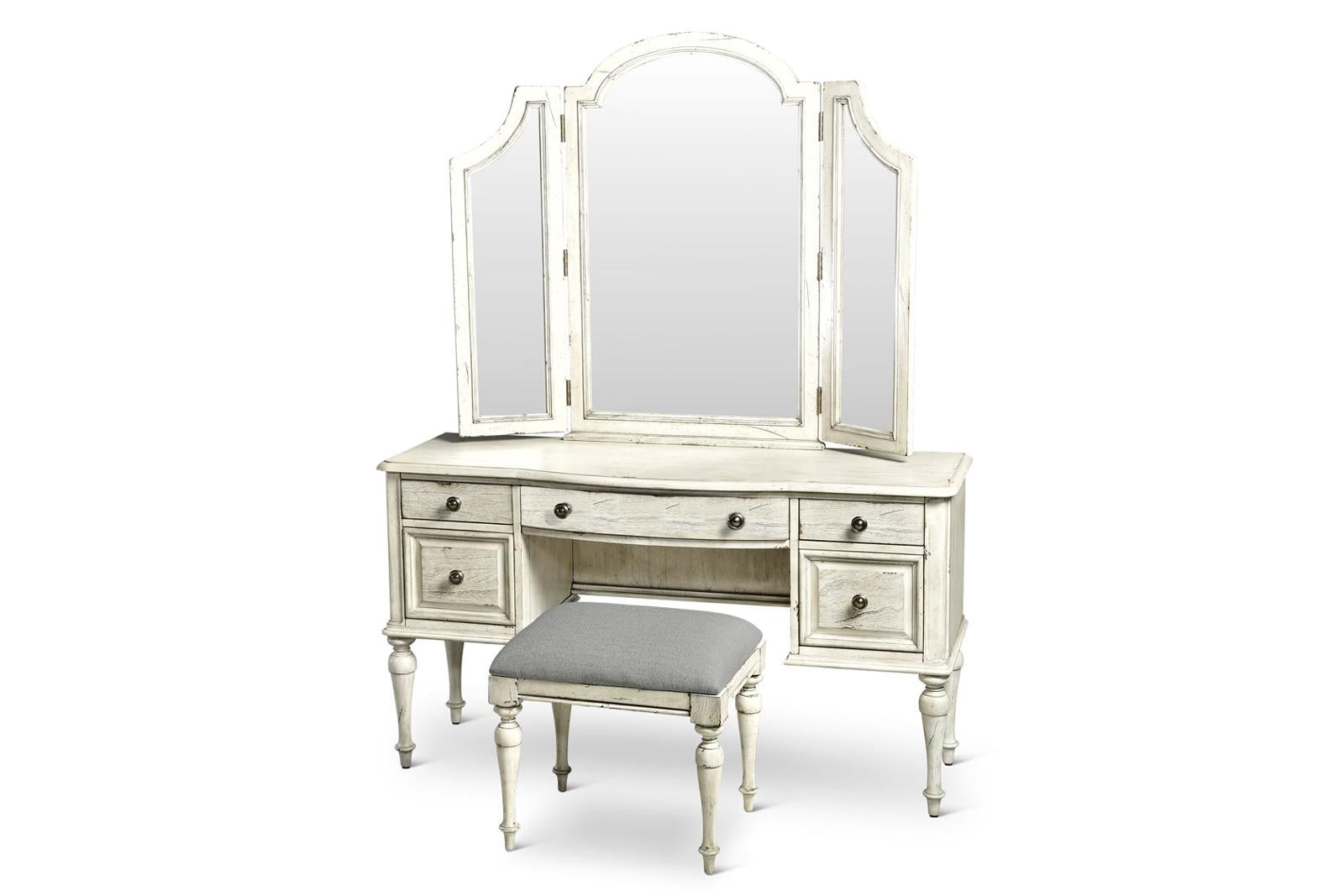 Steve Silver Highland Park Vanity Bench in Cathedral White Steve Silver 2