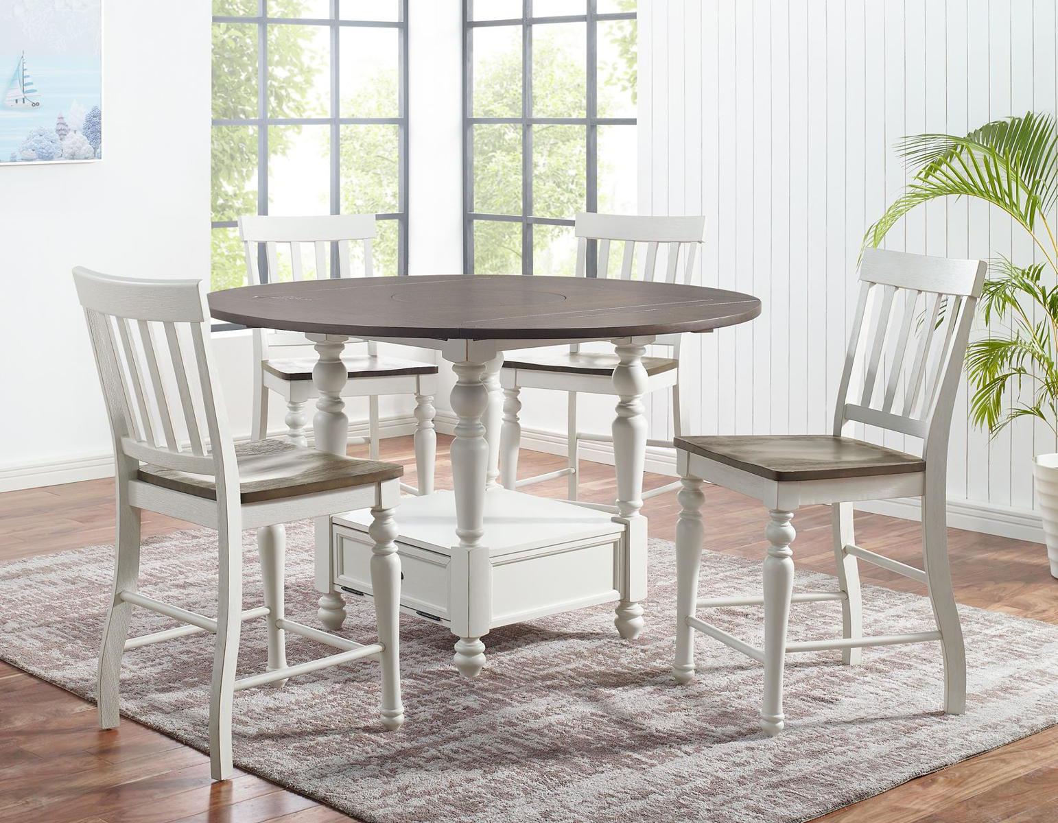 Steve Silver Joanna Round Counter Table in Two-tone Ivory and Mocha Steve Silver 2