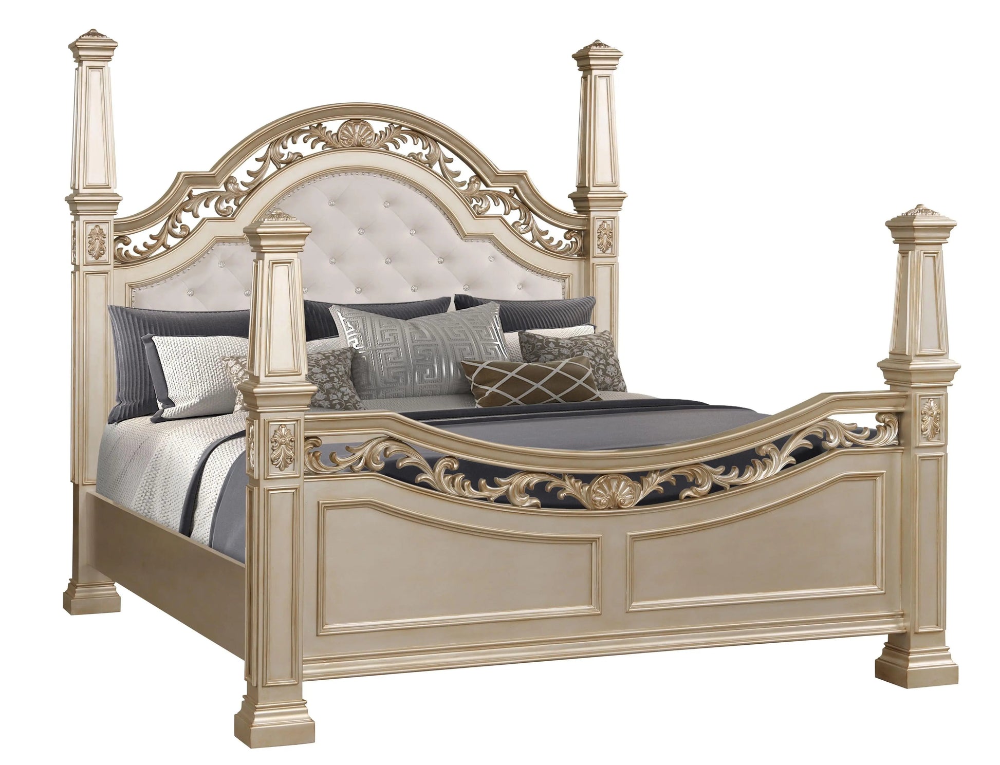 Valentina 6Pc Traditional Bedroom Set in Gold Finish by Cosmos Furniture Cosmos Furniture