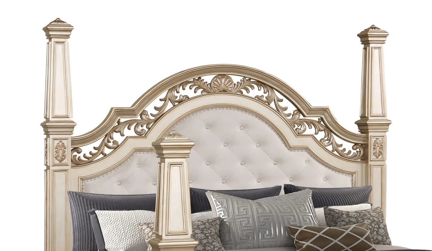 Valentina 6Pc Traditional Bedroom Set in Gold Finish by Cosmos Furniture Cosmos Furniture