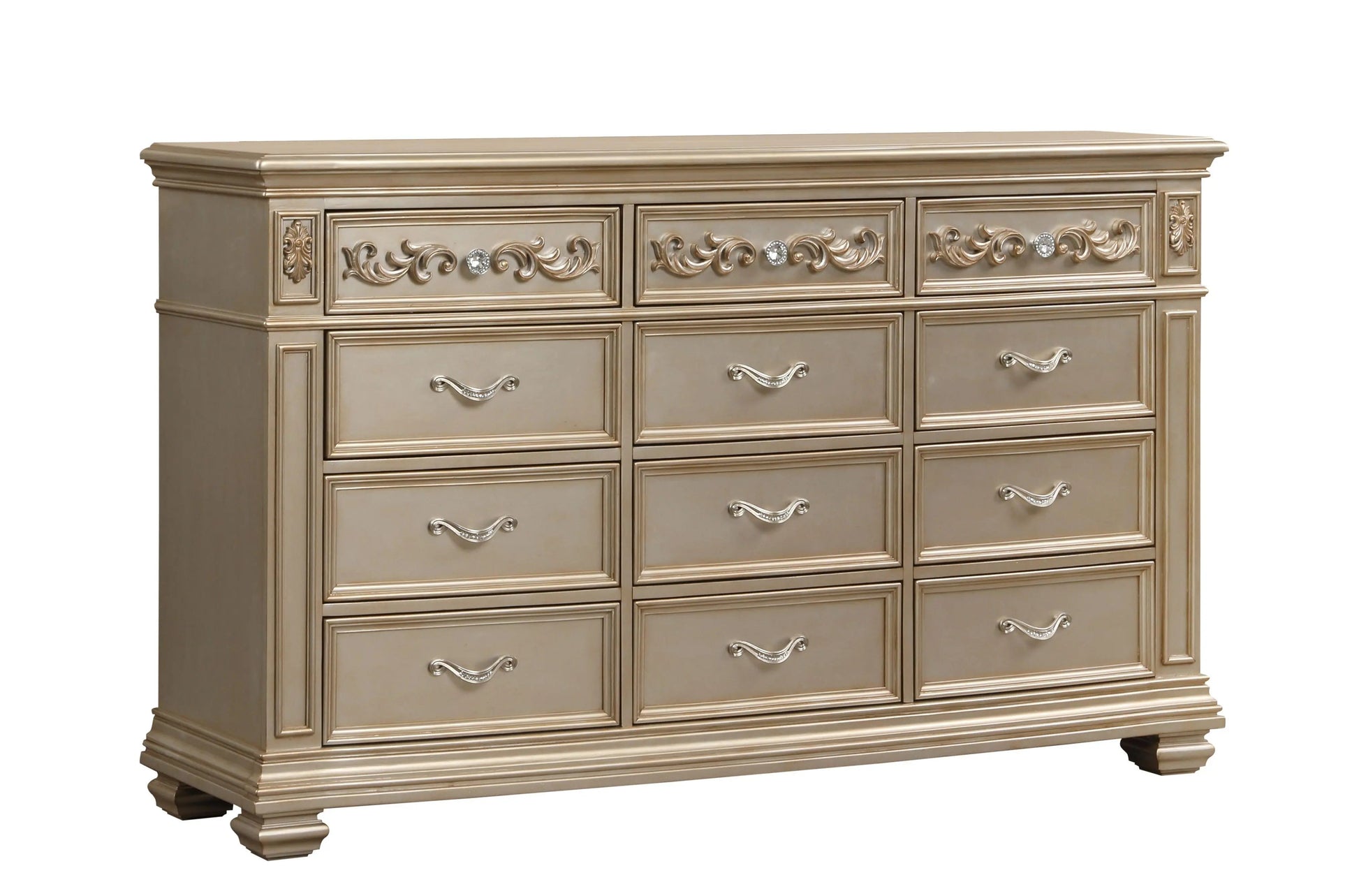 Valentina 6Pc Traditional Bedroom Set in Gold Finish by Cosmos Furniture Cosmos Furniture