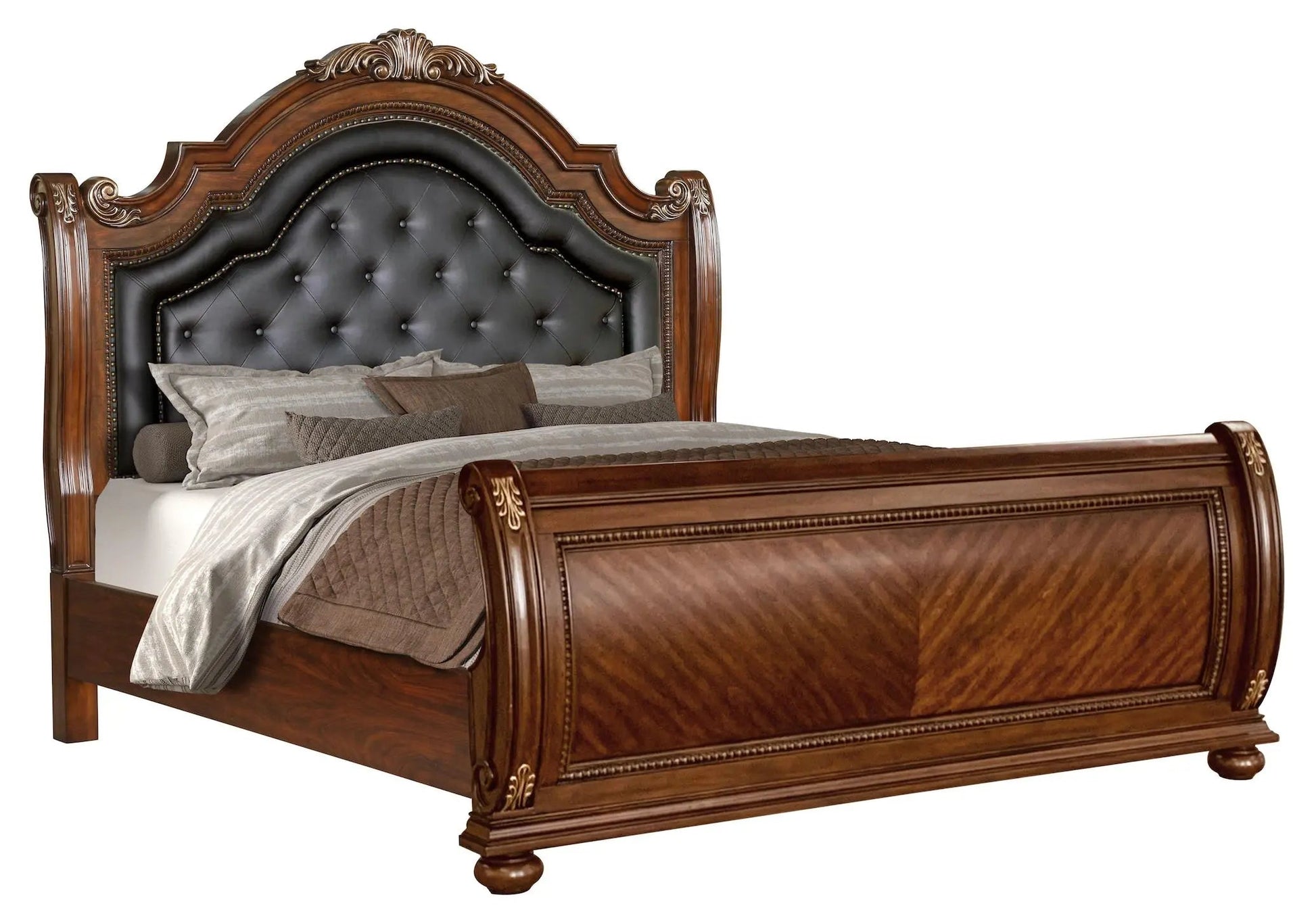 Viviana 6Pc Traditional Bedroom Set in Caramel Finish by Cosmos Furniture Cosmos Furniture