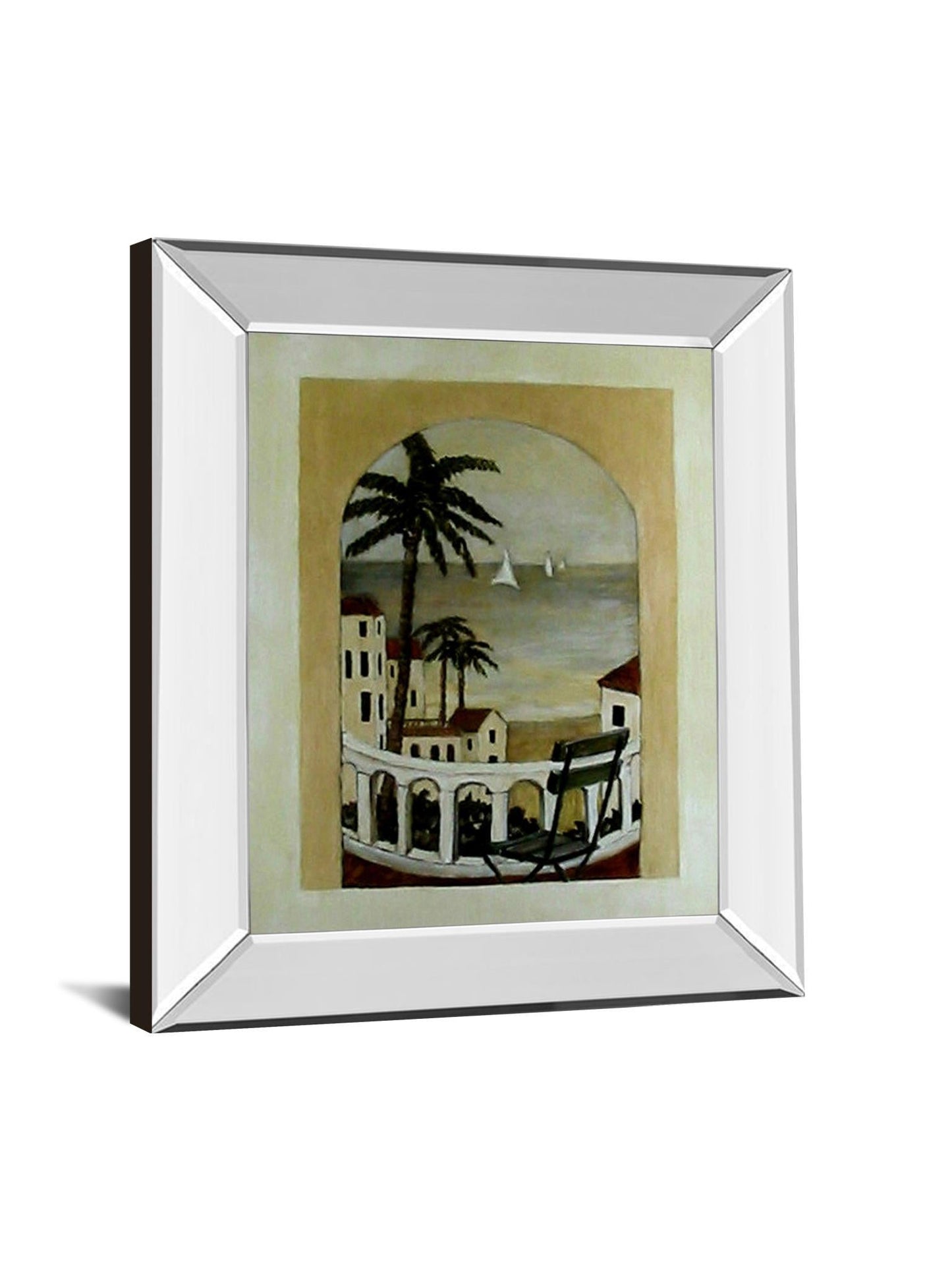 Island Hideaway By Ruane Manning - Mirror Framed Print Wall Art - Beige Classy Art