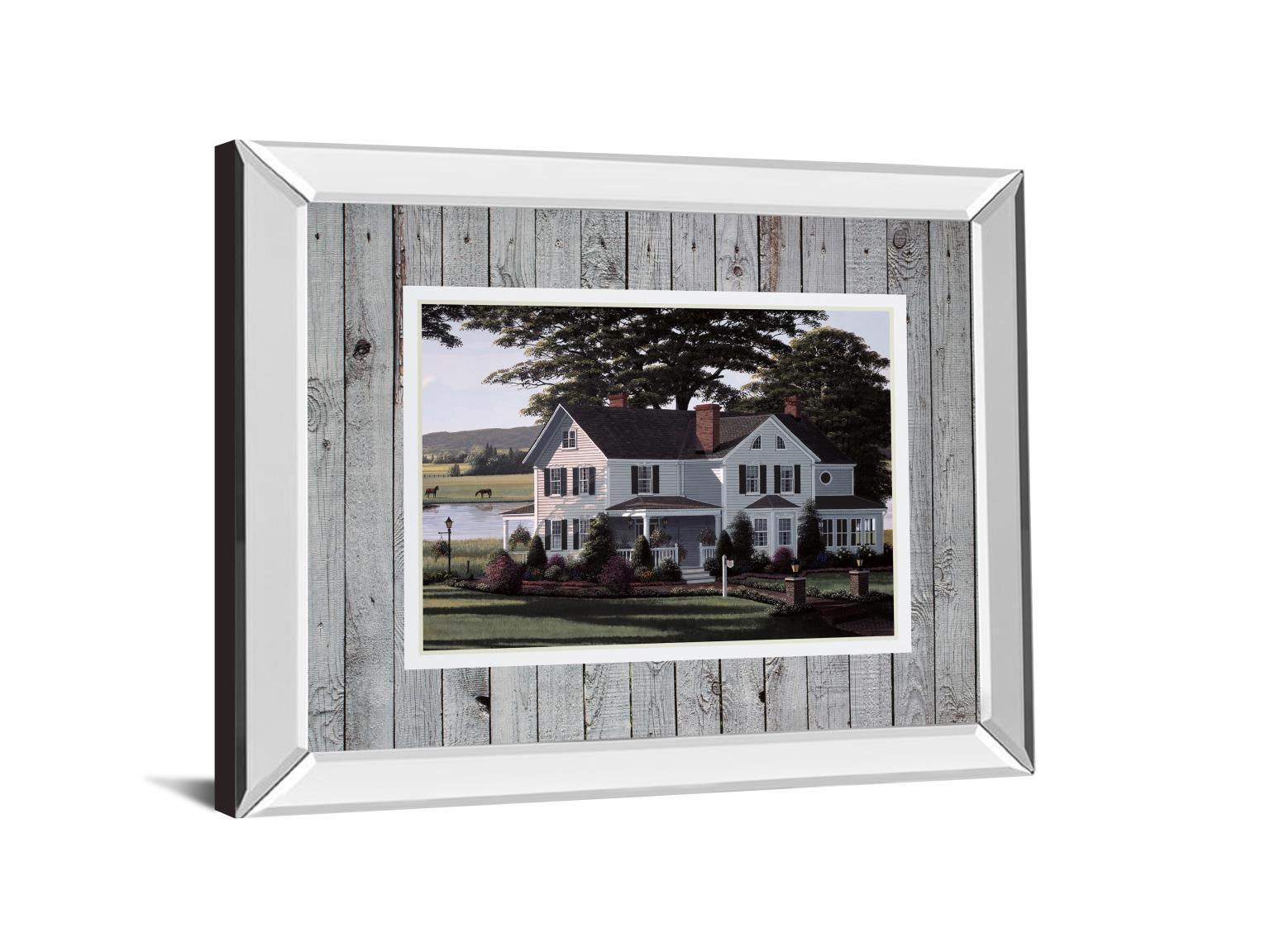 The Counrty Inn By Saunders B. Mirrored Frame - Green Classy Art