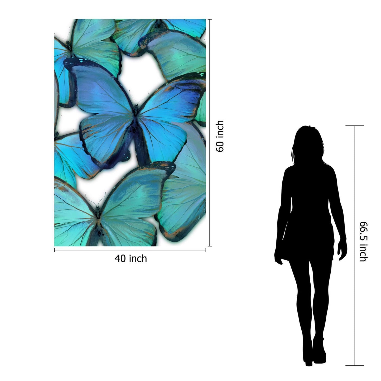 Floating Tempered Glass With Foil Oh These Butterflies - Blue Classy Art