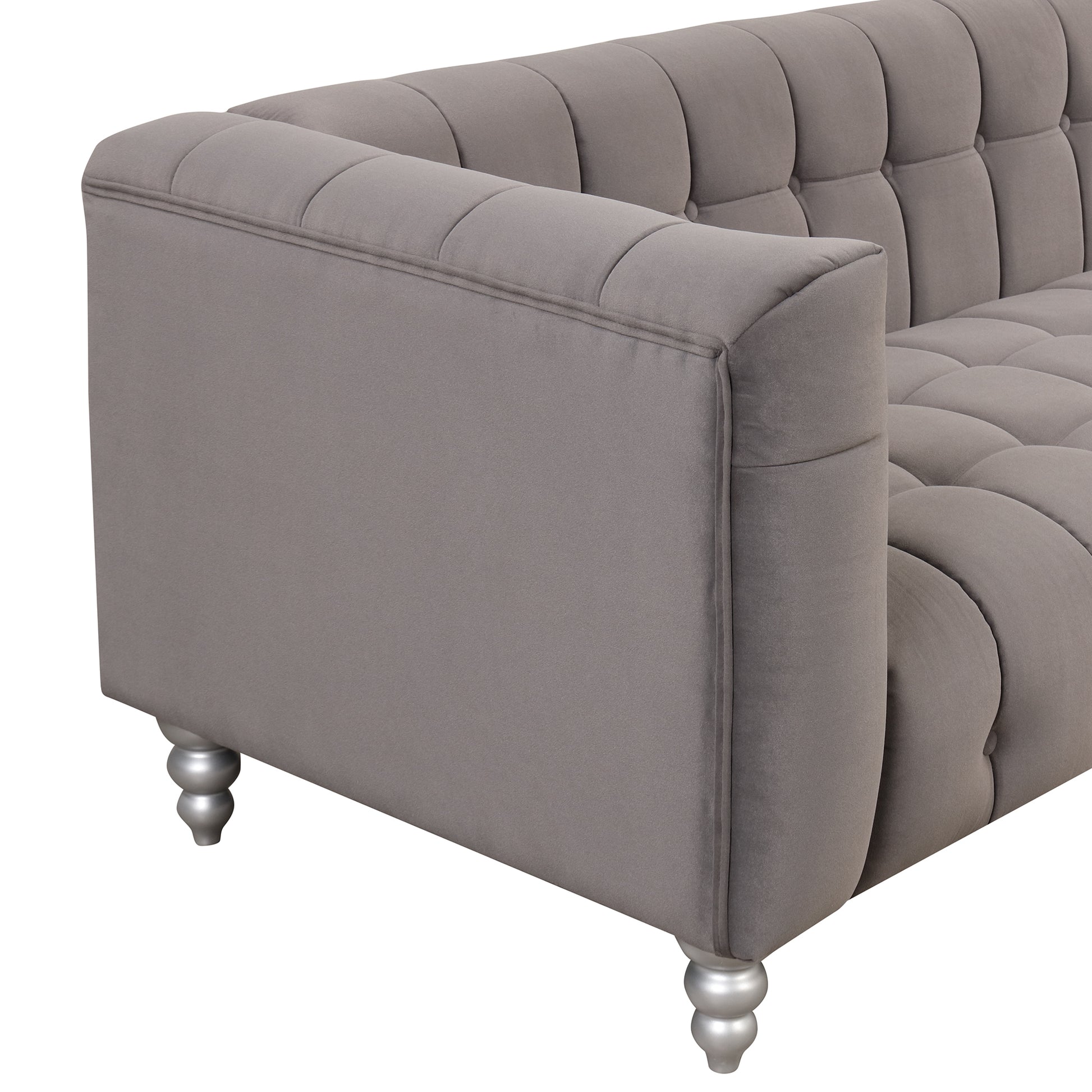 42" Modern Accent Chair Dutch Fluff Upholstered Arm Chair with solid wood legs, buttoned tufted backrest,gray House to Home Furnishings LLC