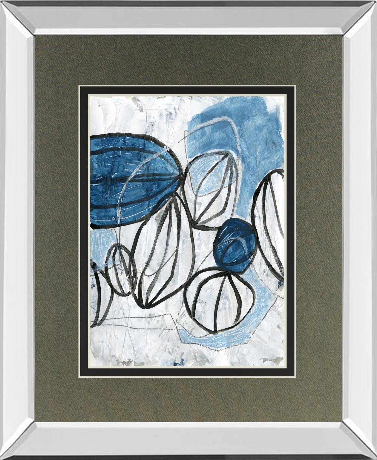 Blue Lanterns II By June Erica Vess, Mirrored Frame - Light Blue Classy Art