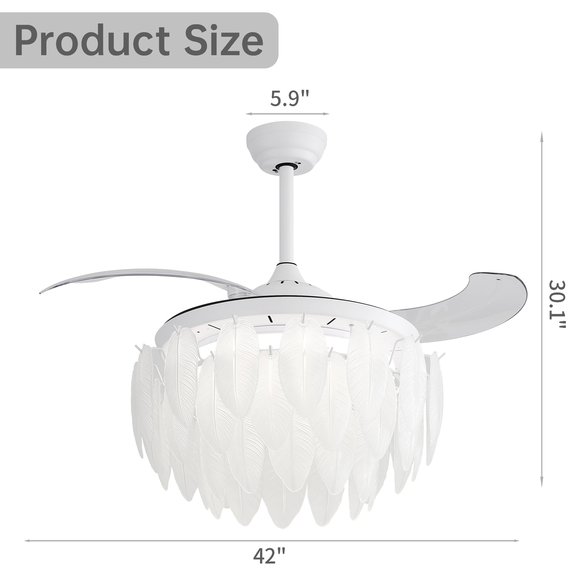 42 Inch” Modern Premium Unique Design Feather Crystal Glam Ceiling Fan With Light House to Home Furnishings LLC