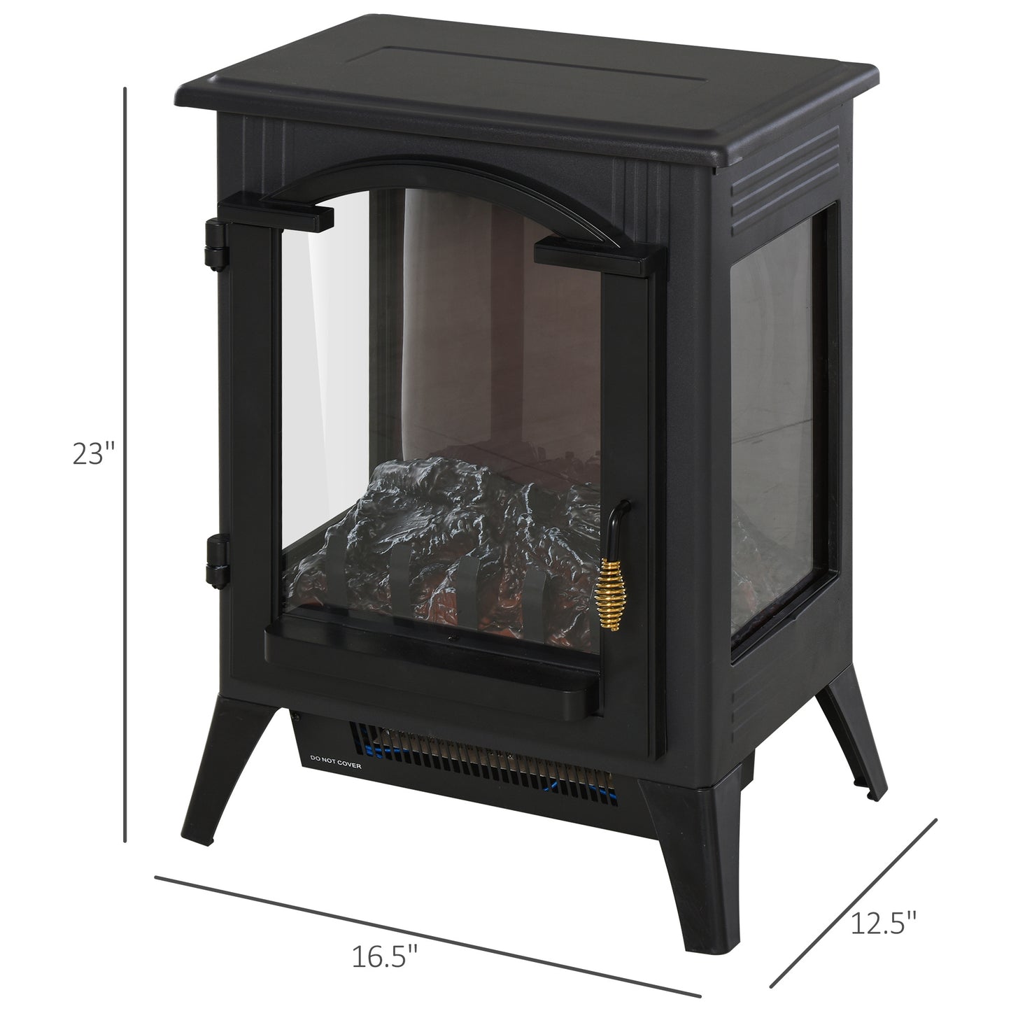 23" Electric Fireplace Heater, Fire Place Stove with Realistic LED Flames and Logs and Overheating Protection, 750W/1500W, Black House to Home Furnishings LLC