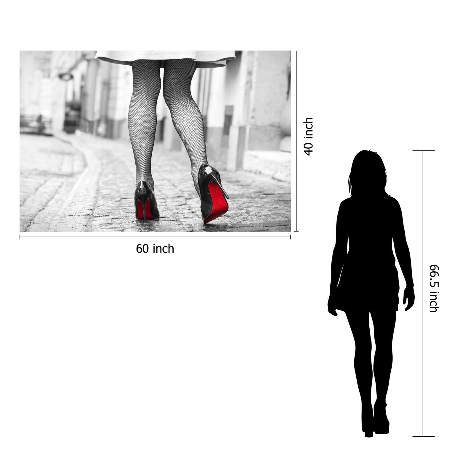 Floating Tempered Glass With Foil Shoes With Red - Pearl Silver Classy Art