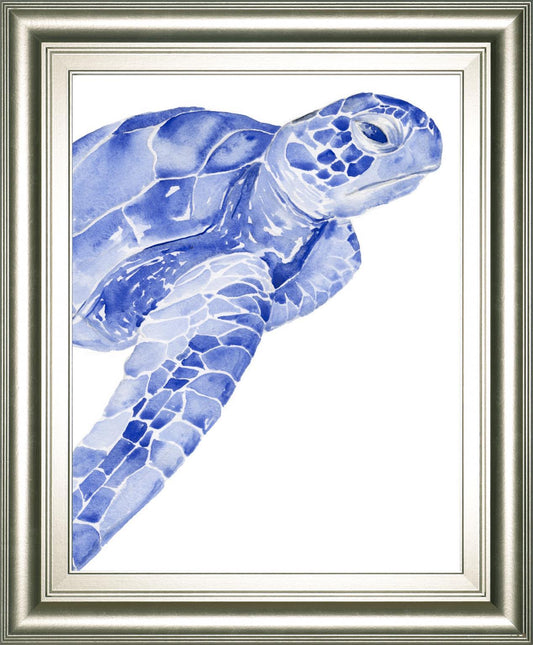 22x26 Ultramarine Sea Turtle II By Jennifer Paxton Parker - Blue Classy Art