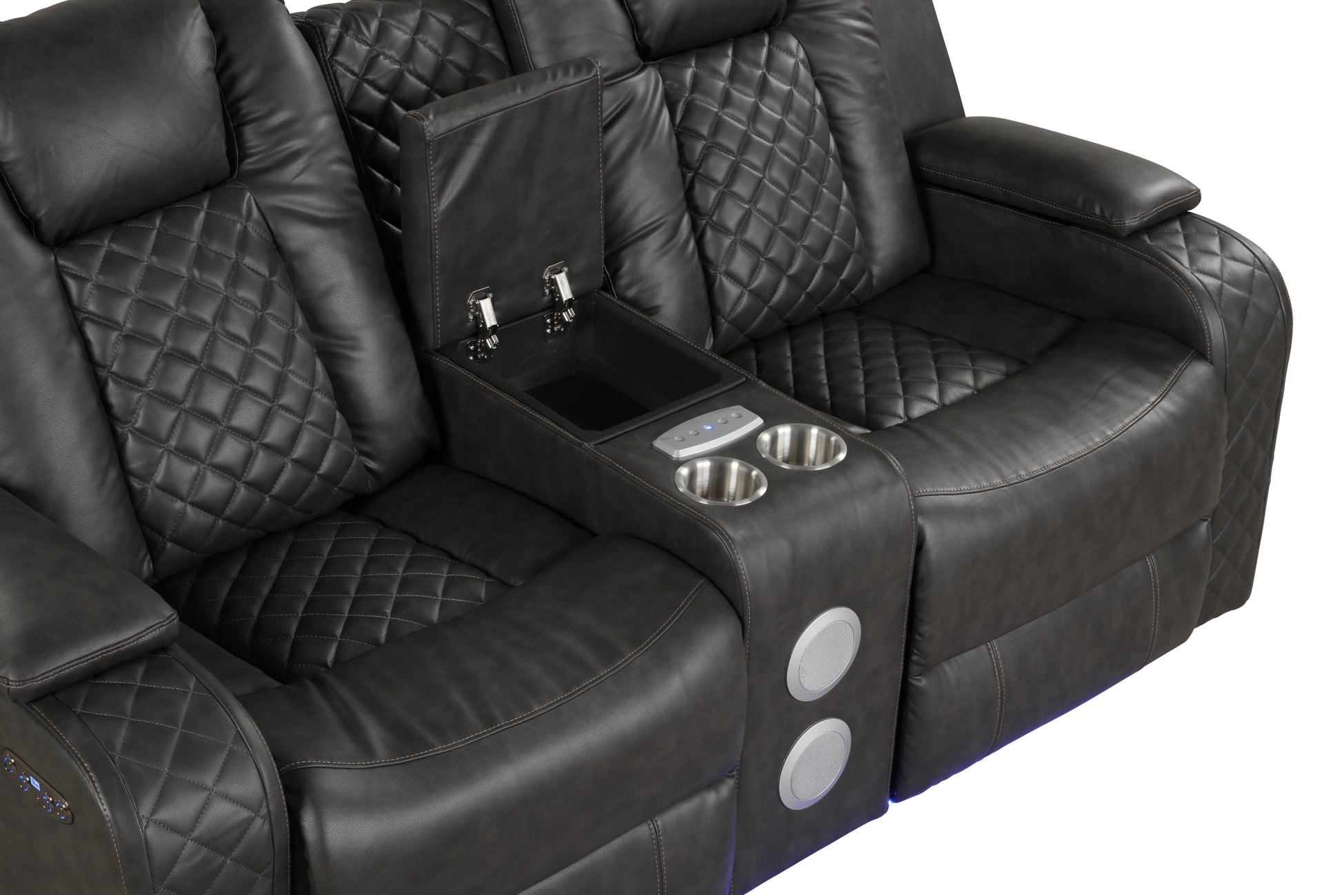 Benz LED & Power Recliner 2 PC Made With Faux Leather in Black (FREE SHIPPING) House to Home Furnishings LLC