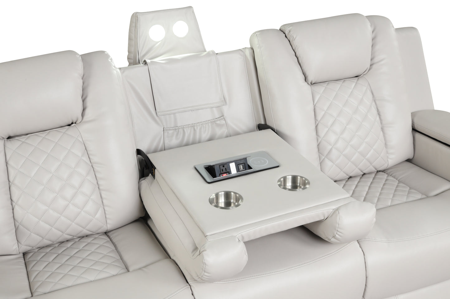 Benz LED & Power Recliner 3 PC Made With Faux Leather in Ice (FREE SHIPPING) House to Home Furnishings LLC