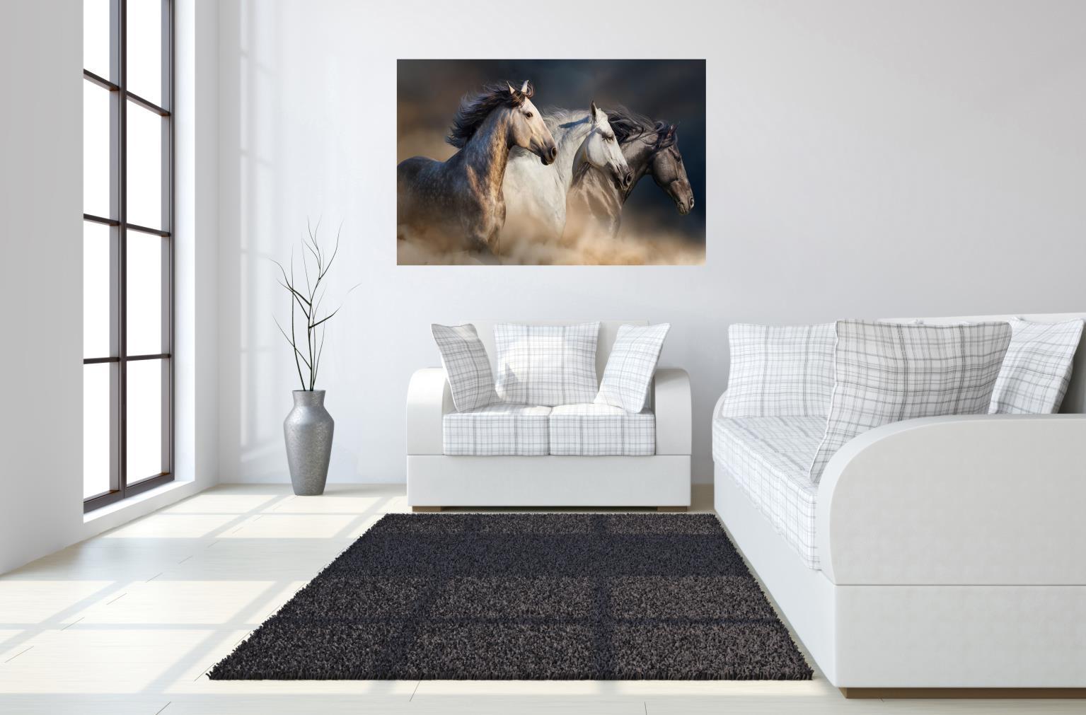 Temp Glass With Foil - 3 Horse - Dark Gray Classy Art