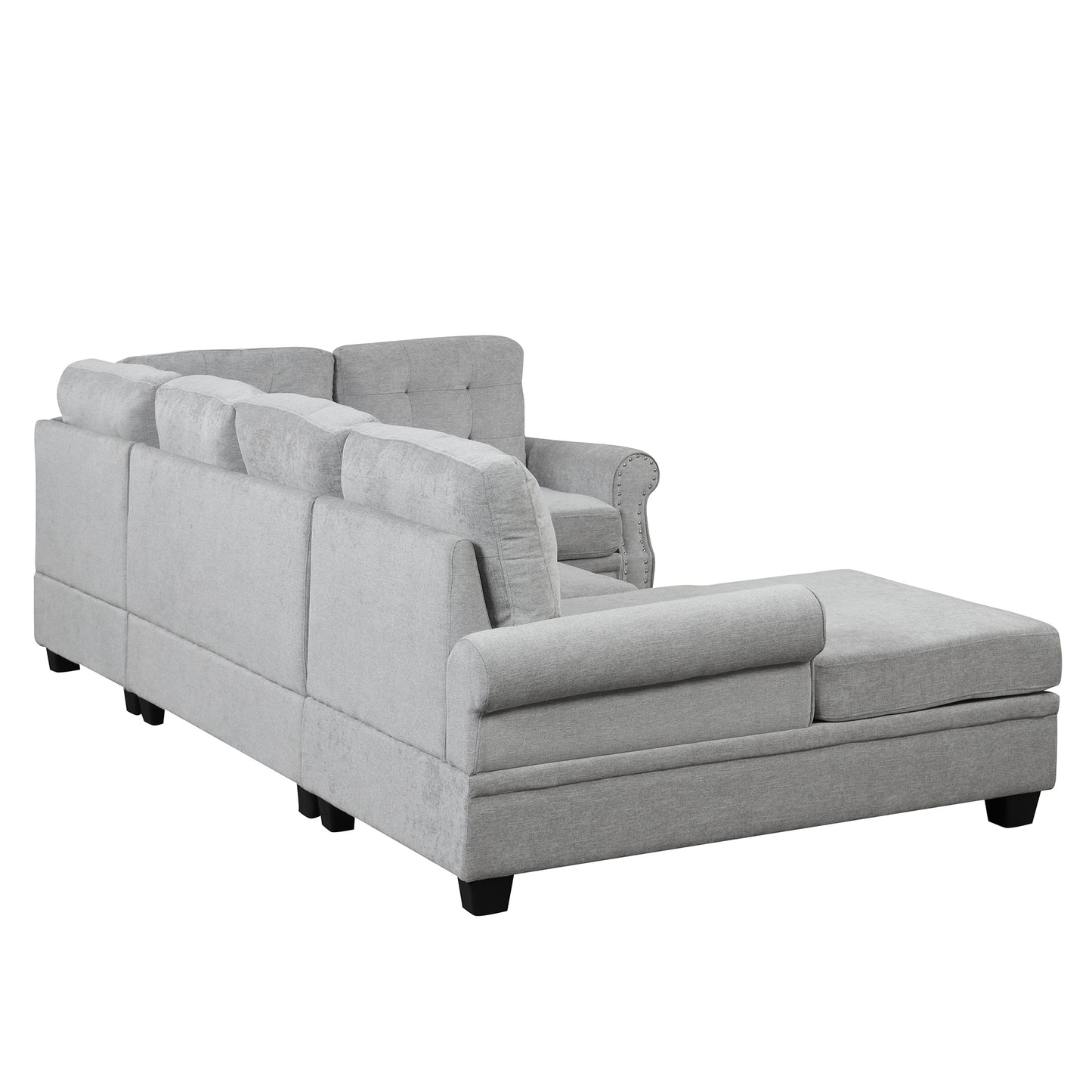 120" Modern U-Shaped Corner Sectional Sofa Upholstered Linen Fabric Sofa Couch for Living Room, Bedroom, Gray House to Home Furnishings LLC