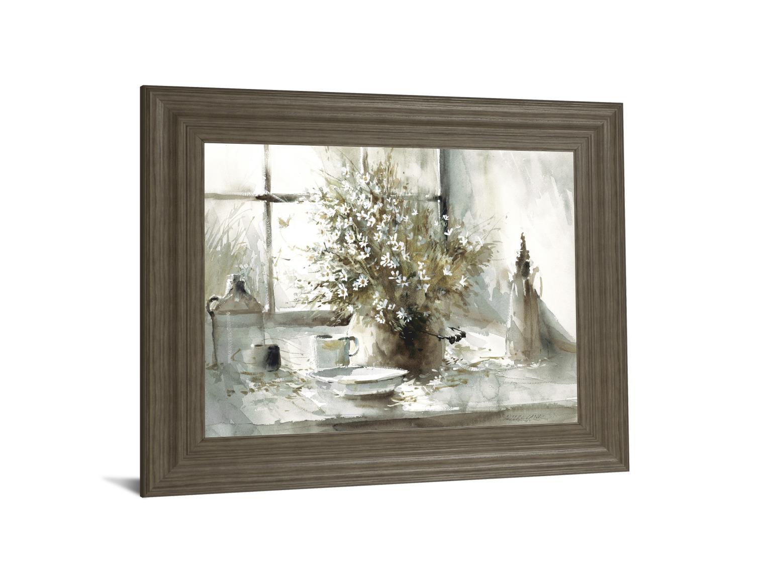 Daisy Still Life By George Bjorkland - Framed Print Wall Art - Gray Classy Art