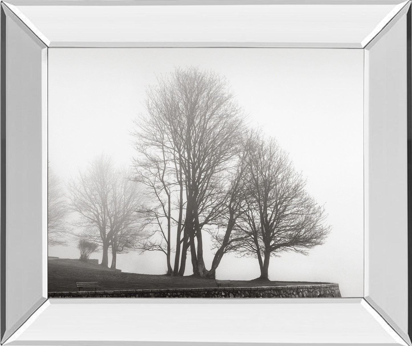 Fog And Trees At Dusk By Lsh - Mirror Framed Print Wall Art - Dark Gray Classy Art