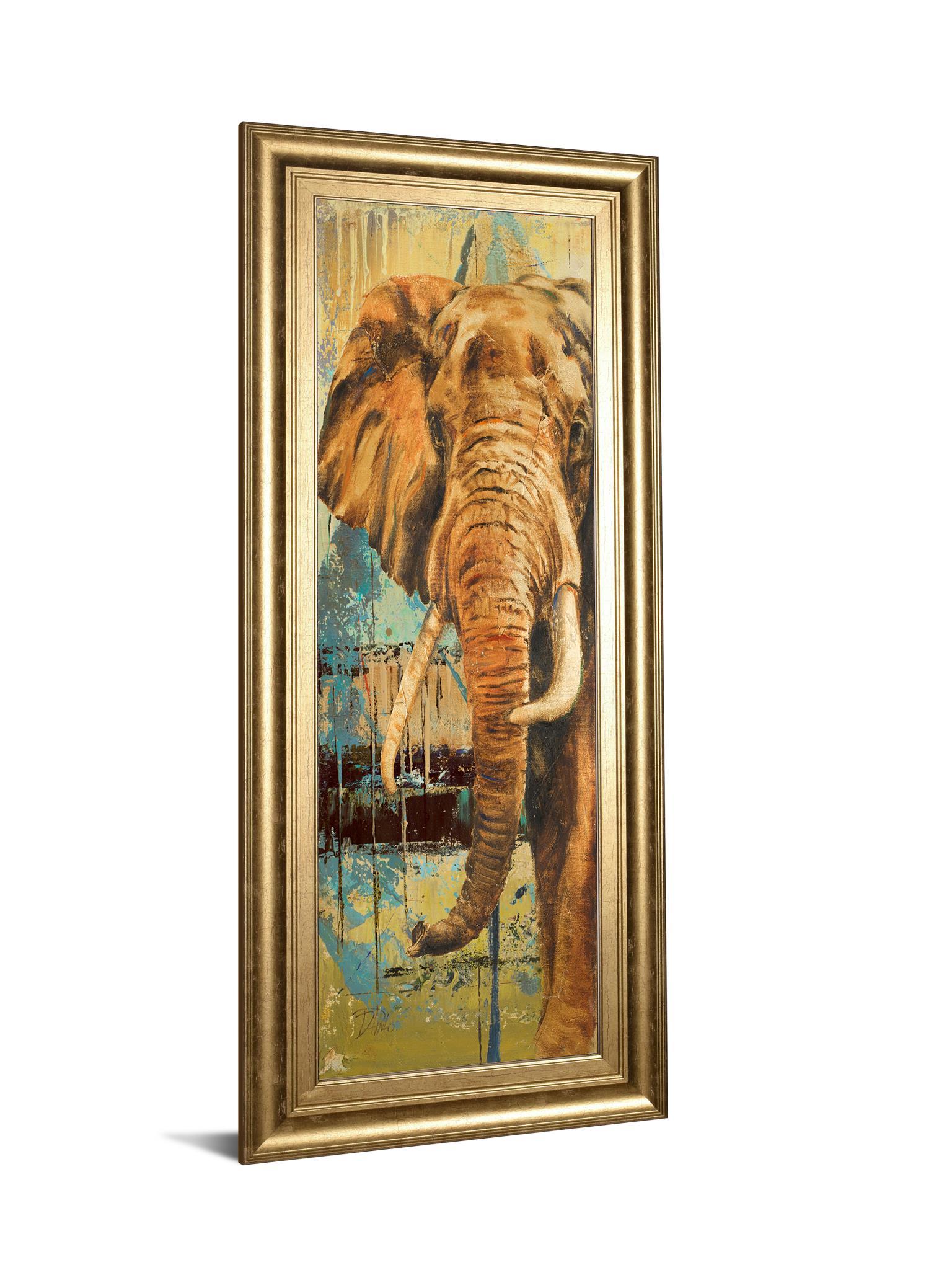 New Safari On Teal Il By Patricia Pinto - Framed Print Wall Art - Dark Brown Classy Art