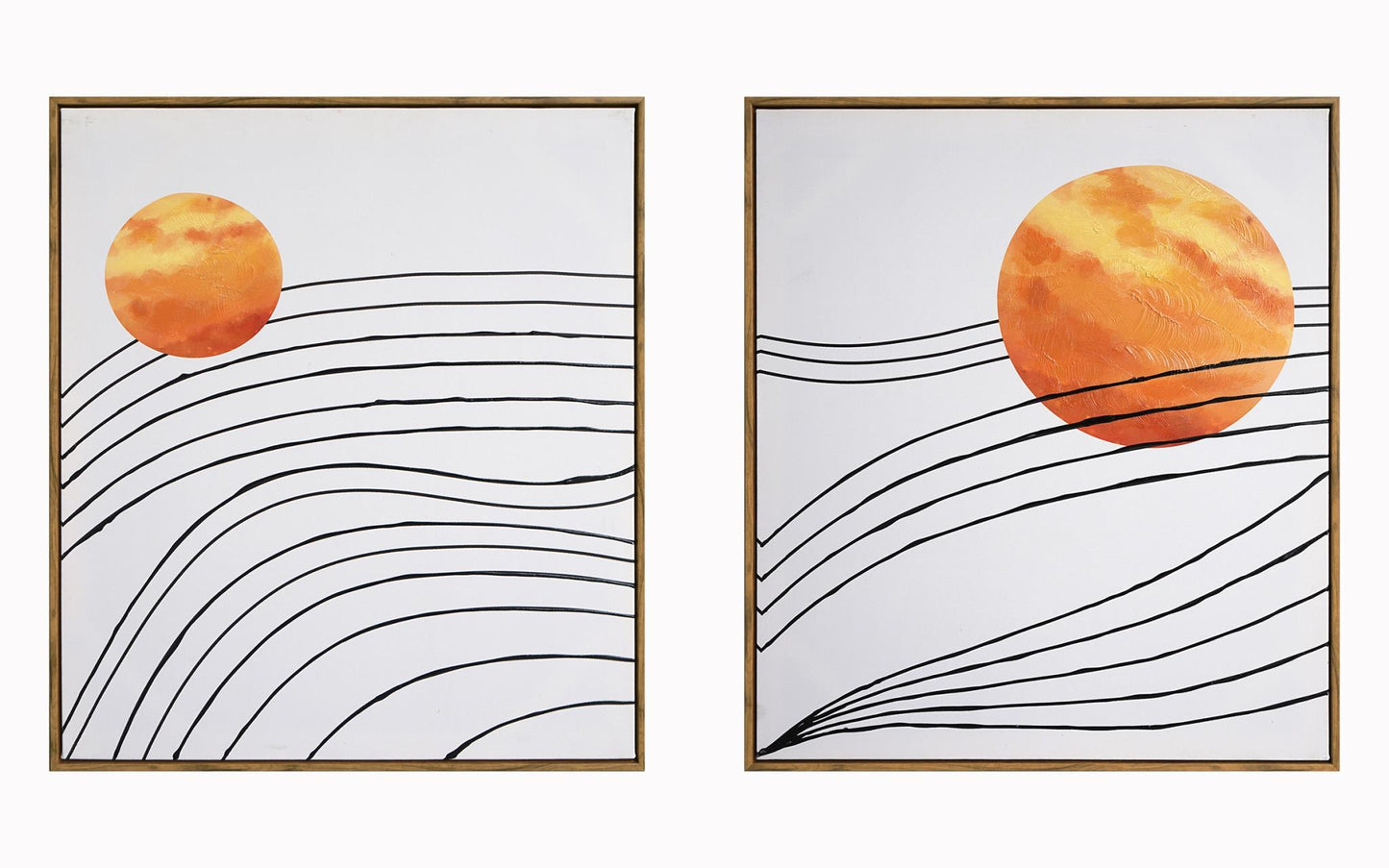 Hand Painted Textured Canvas in Frame (Set of 2) - Orange Classy Art