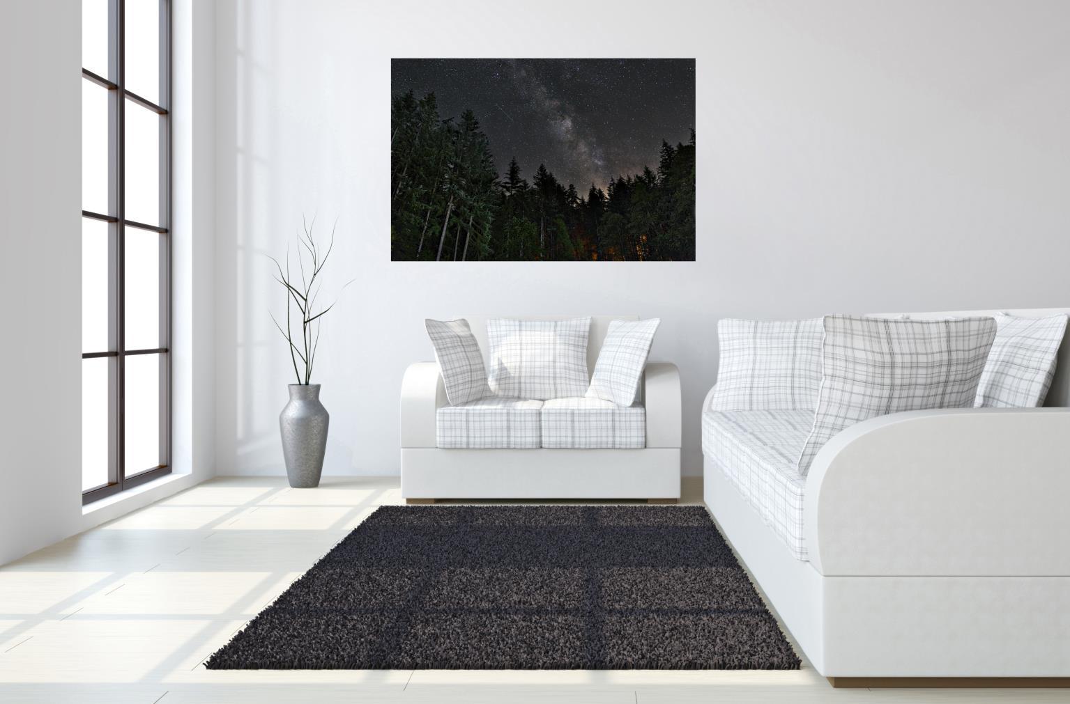 Tempered Glass With Foil - Starry Forest - Black Classy Art