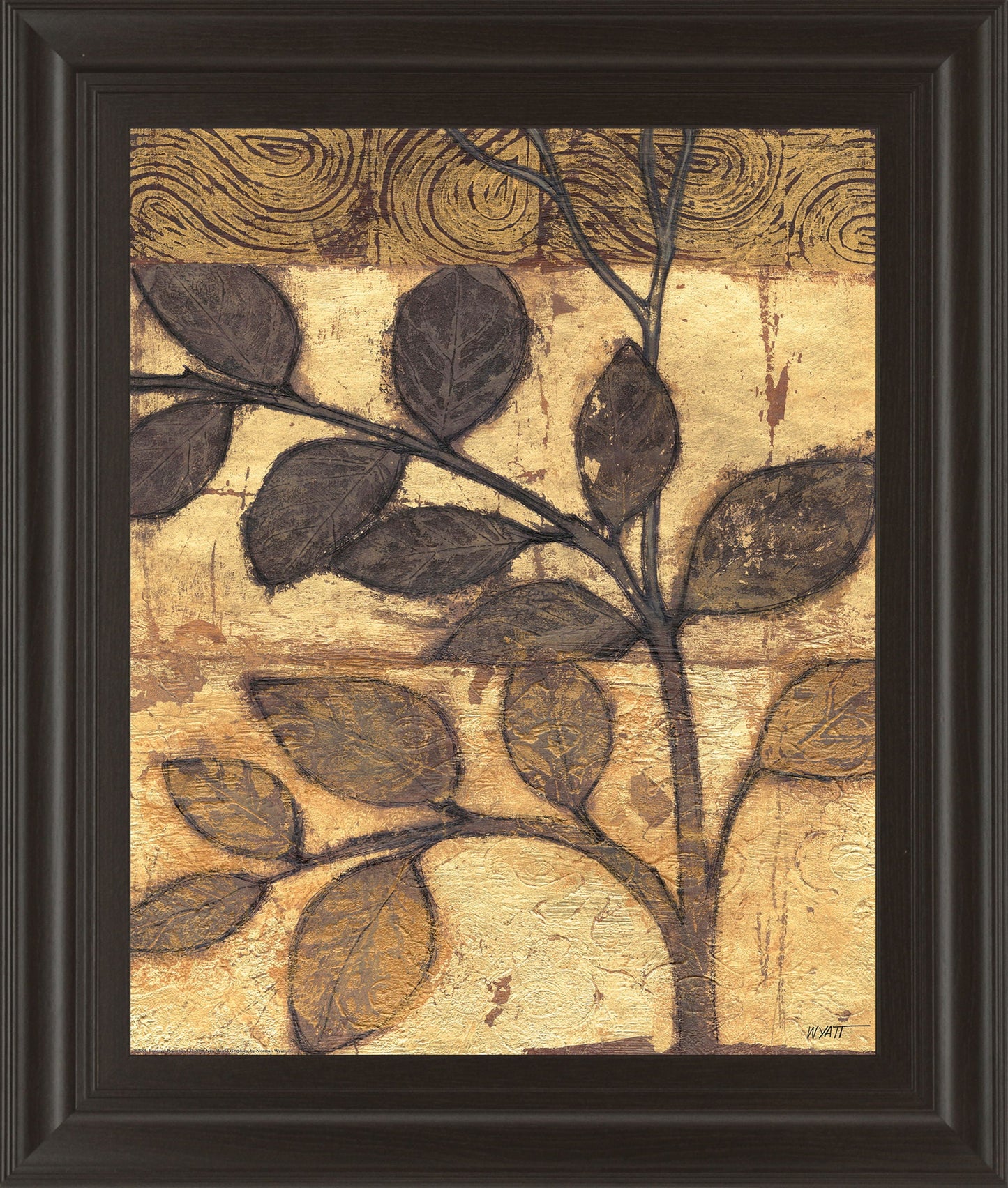 Bronzed Branches I By Norman Wyatt, Jr. - Framed Print Wall Art - Dark Brown Classy Art