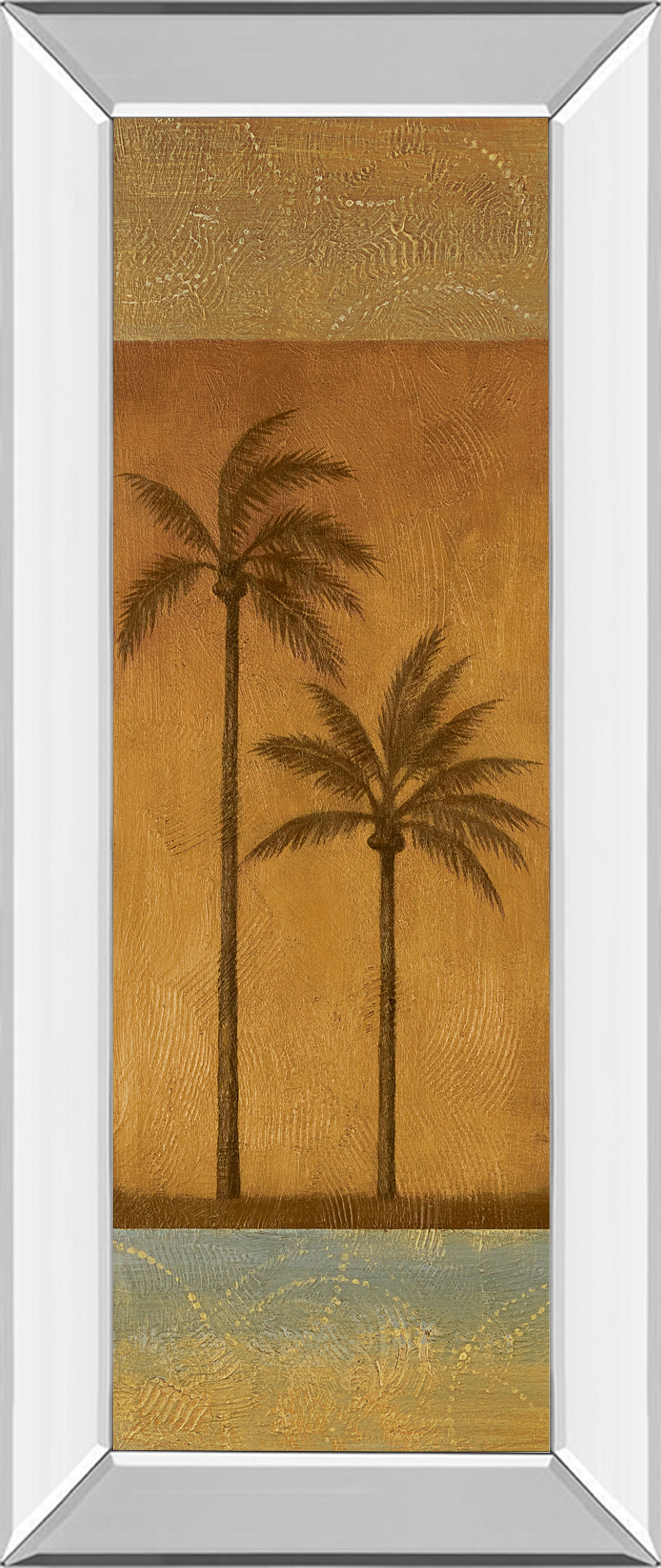 Golden Palm Il By Jordan Grey - Mirror Framed Print Wall Art - Dark Brown Classy Art