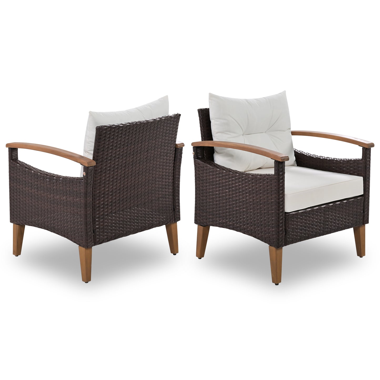 GO 4-Piece Garden Furniture,  Patio Seating Set, PE Rattan Outdoor Sofa Set, Wood Table and Legs, Brown and Beige House to Home Furnishings LLC