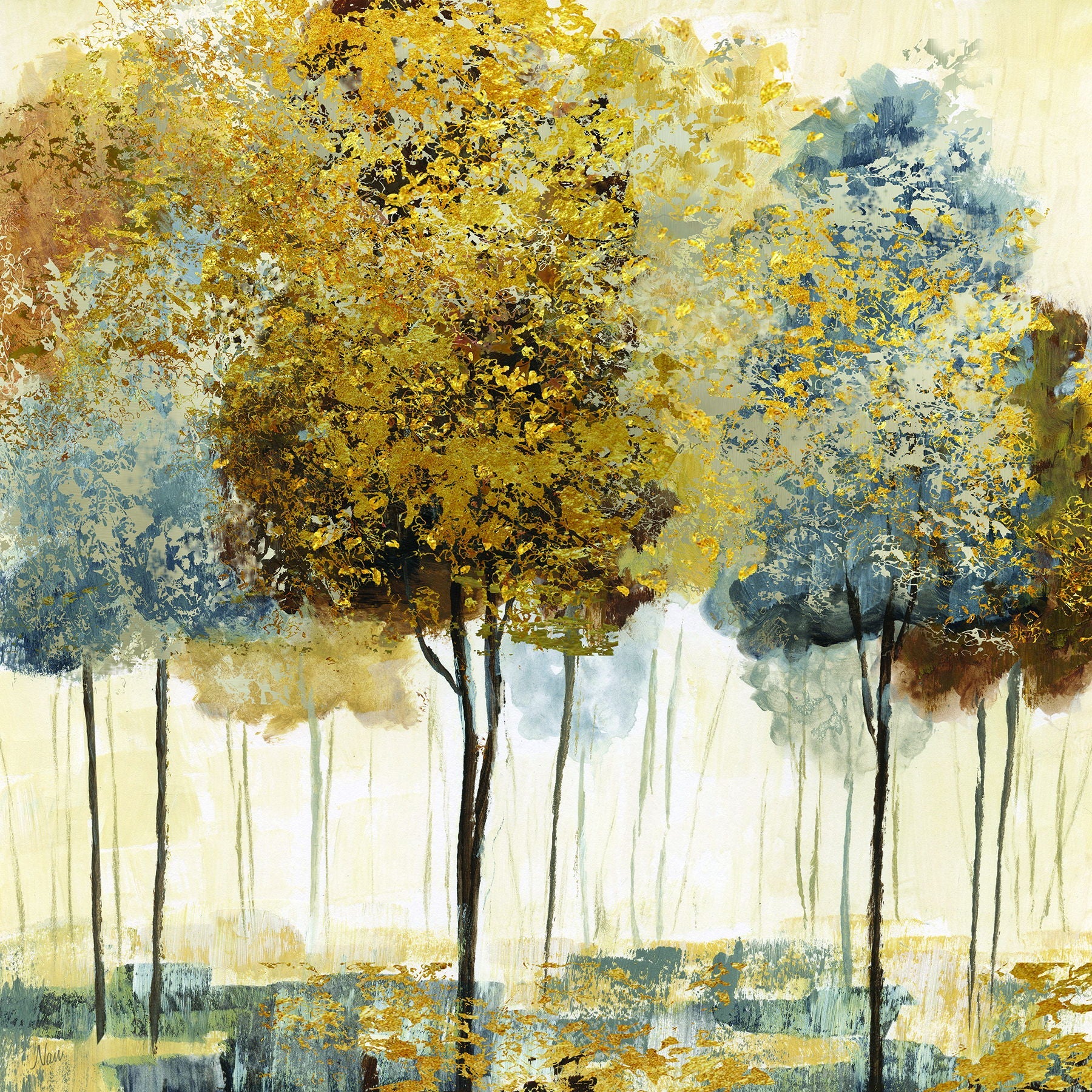 Metallic Forest I By Nan - Yellow Classy Art