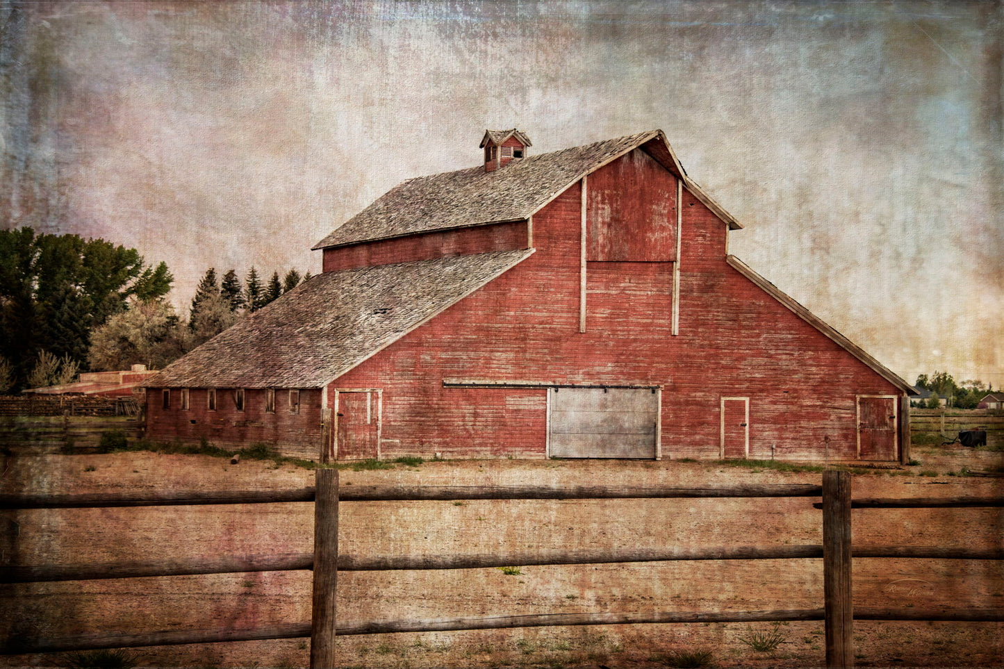 York Road Barn By Ramona Murdock - Red Classy Art