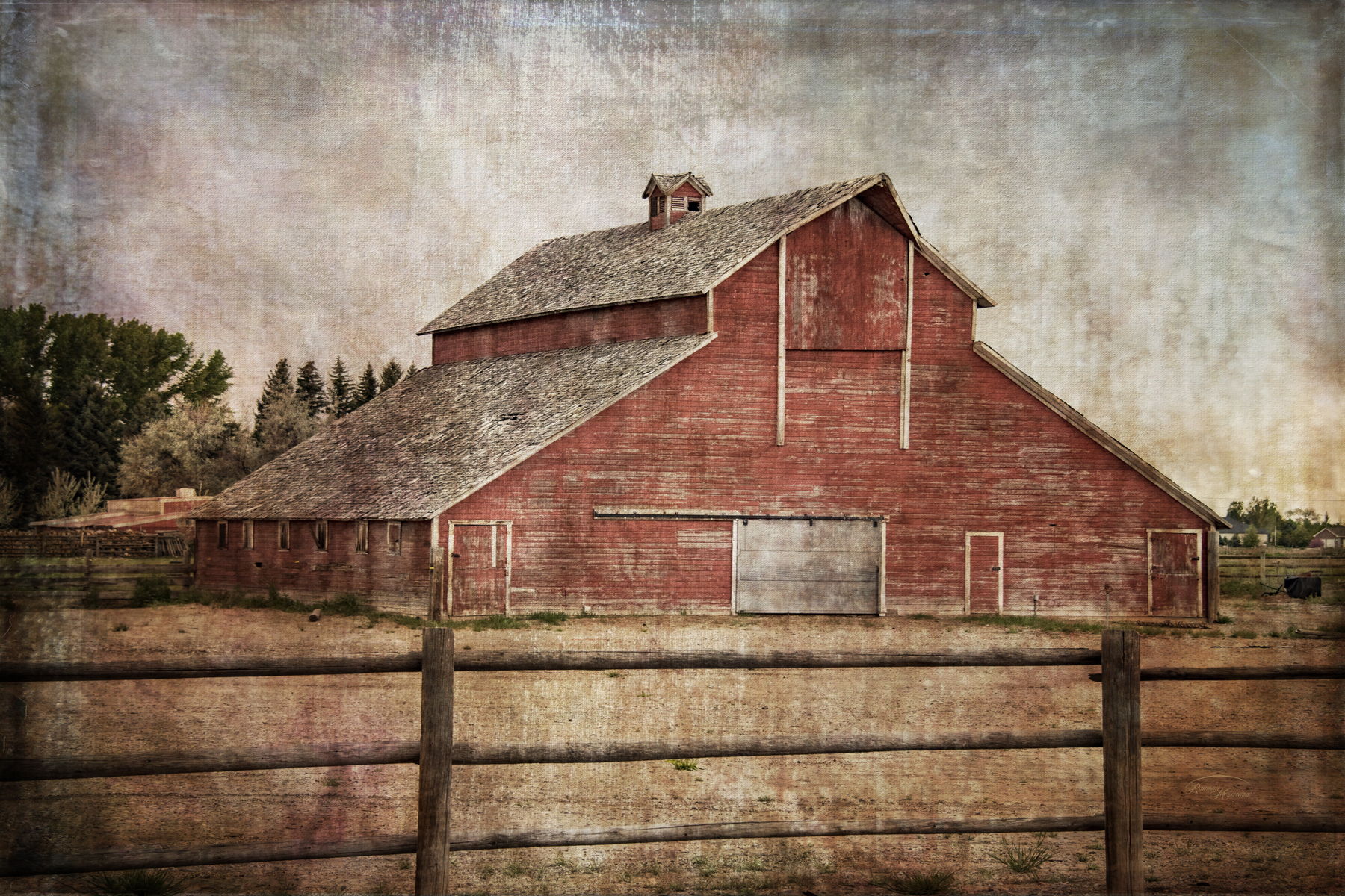 York Road Barn By Ramona Murdock - Red Classy Art