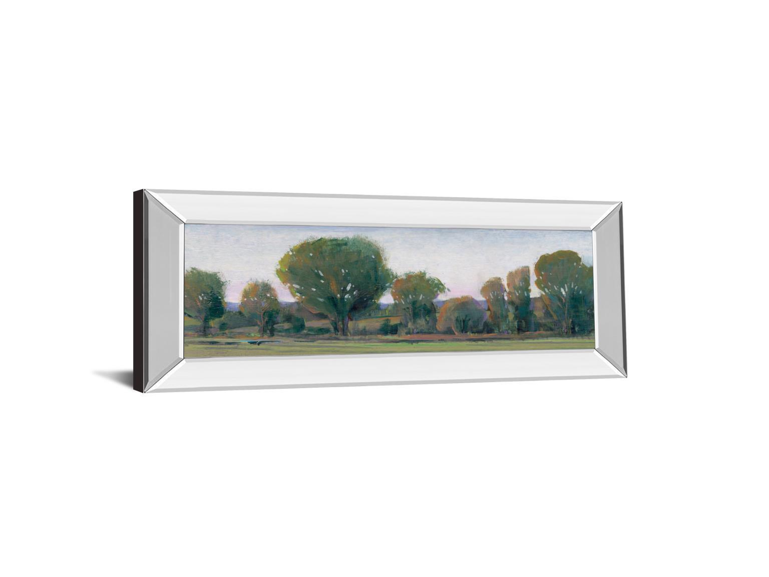 Panoramic Treeline Il By Tim Otoole - Mirror Framed Print Wall Art - Green Classy Art