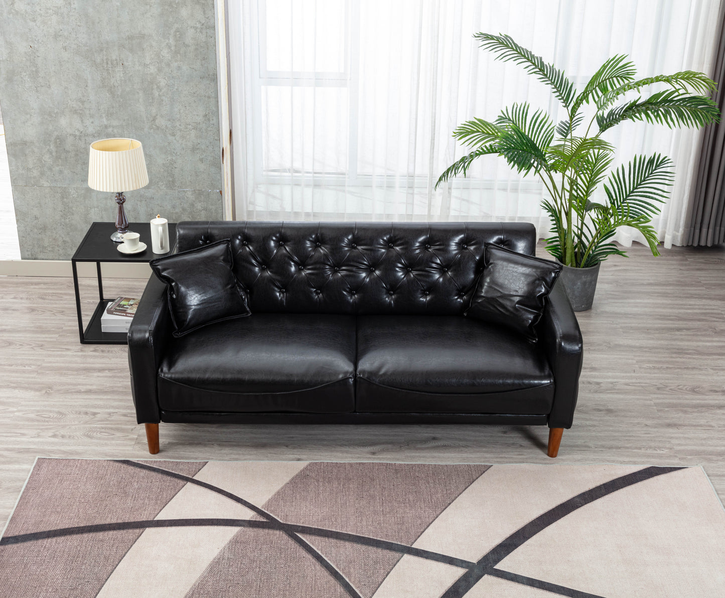 2047 Black Faux Leather Sofa House to Home Furnishings LLC