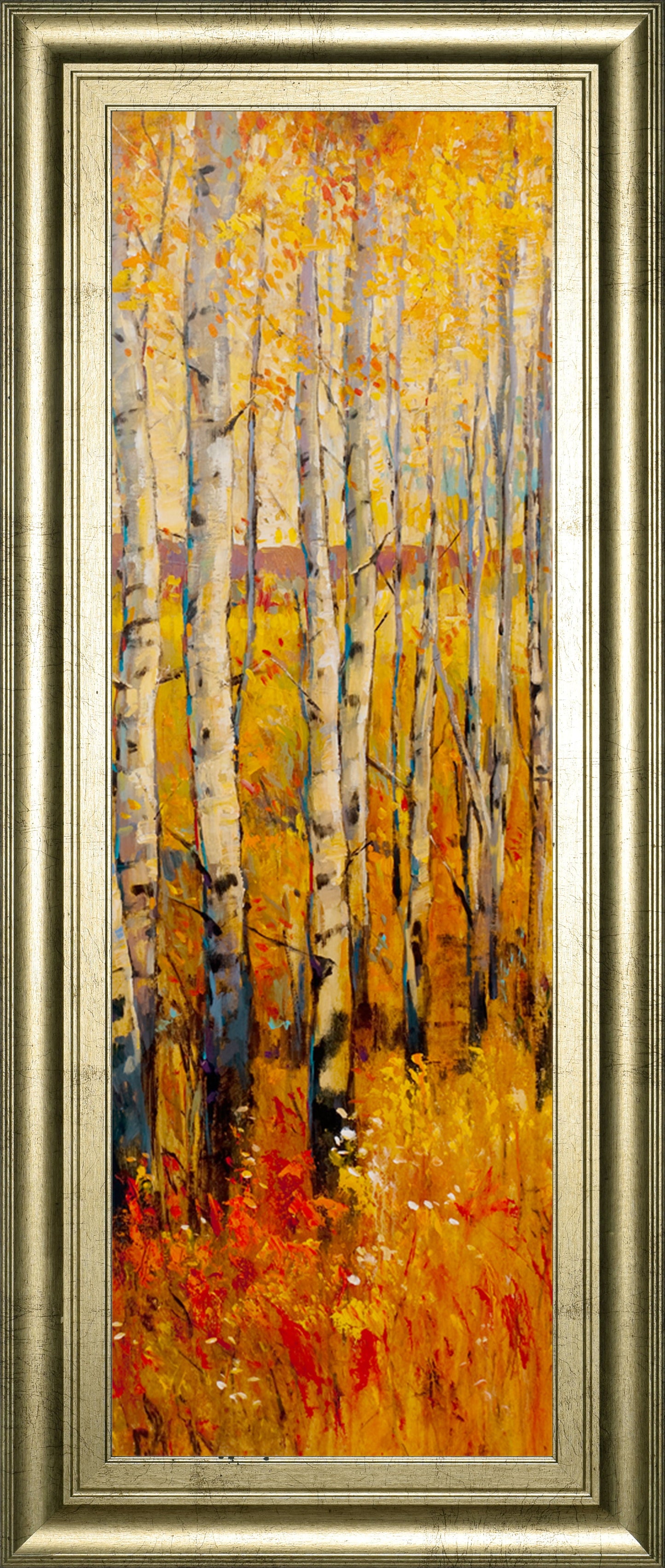 Vivid Birch Forest Il By Tim Otoole - Framed Print Wall Art - Orange Classy Art