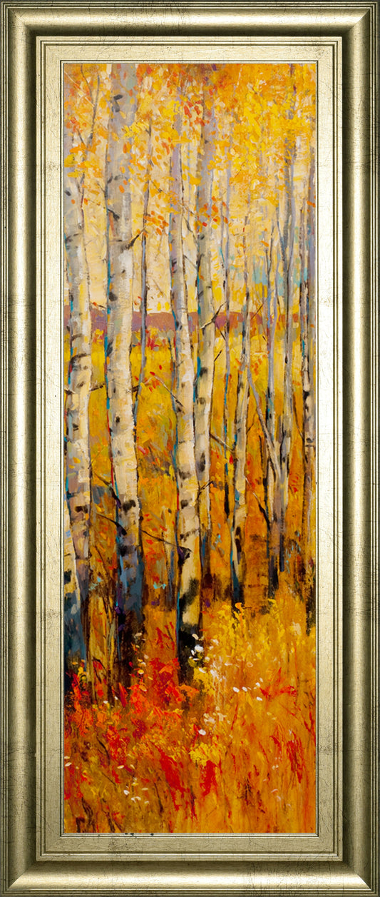 Vivid Birch Forest Il By Tim Otoole - Framed Print Wall Art - Orange Classy Art