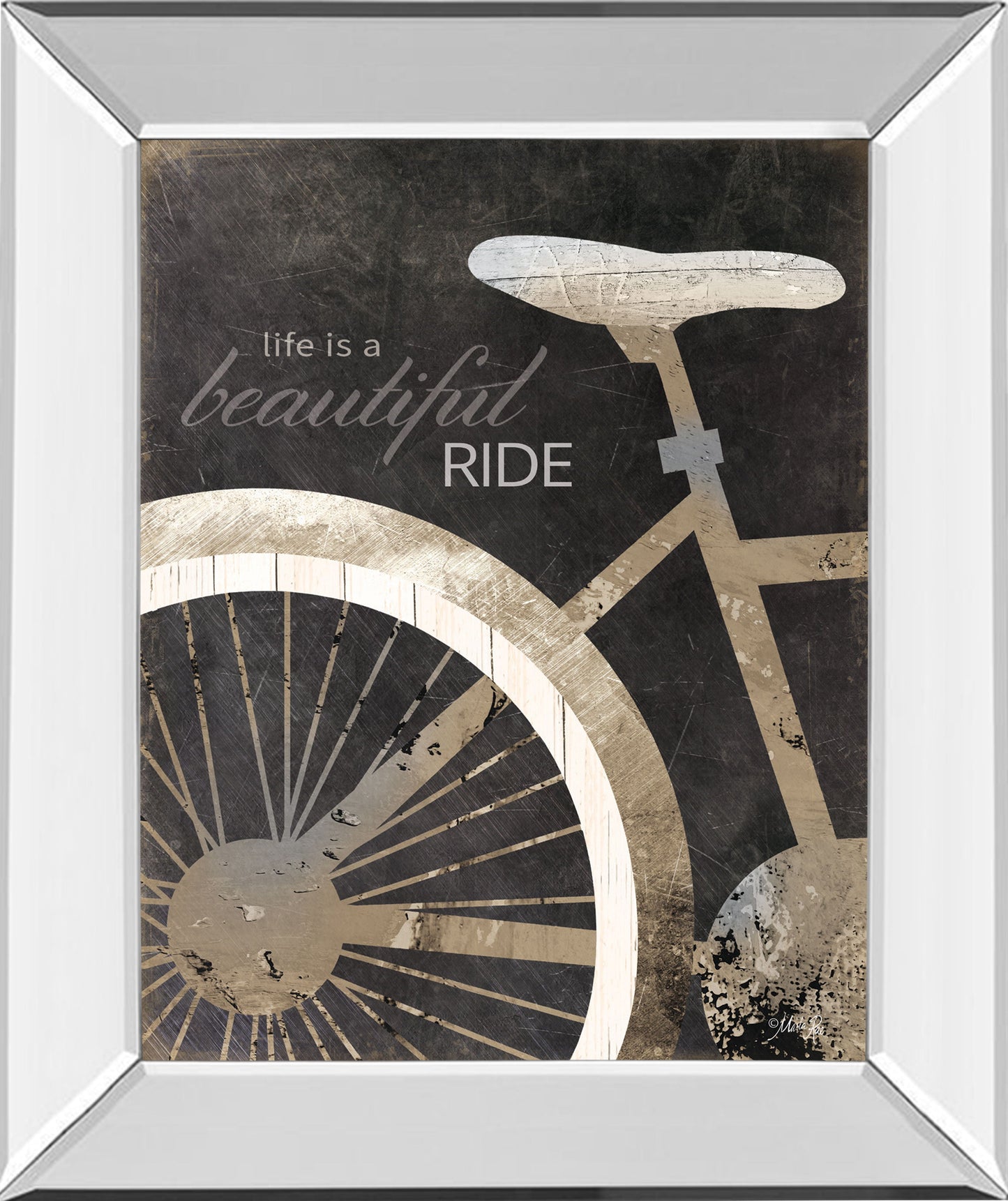 Life Is A Beautiful Ride By Marla Rae - Mirror Framed Print Wall Art - Dark Gray Classy Art