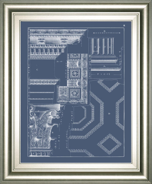 22x26 Column & Cornice Blueprint IV By Vision Studio - Blue Classy Art