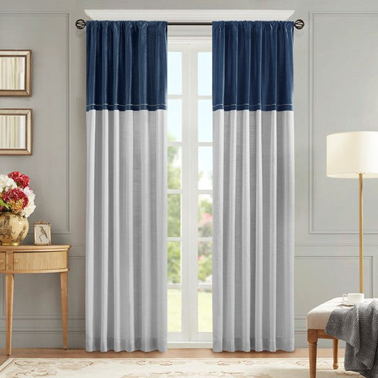 Invertible Curtain Panel (Single) Navy/Silver Olliix.com