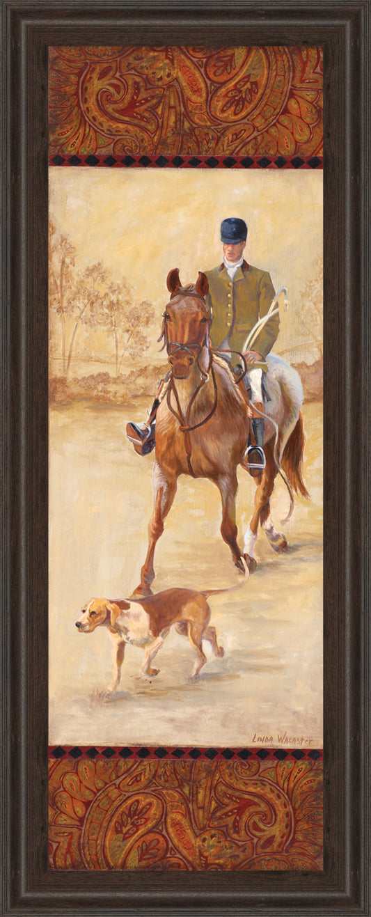 On The Hunt Il By Linda Wacaster - Framed Print Wall Art - Beige Classy Art