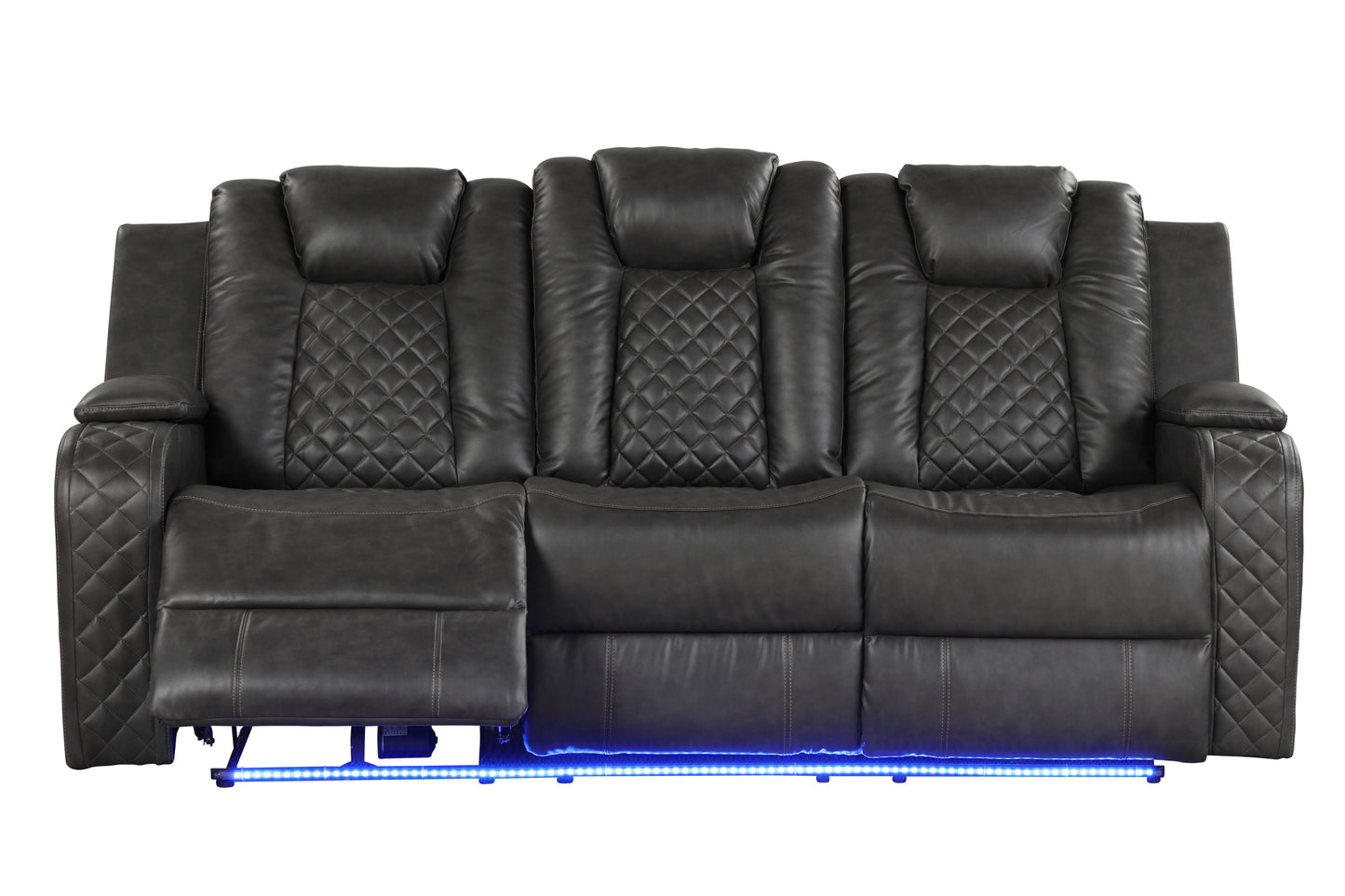 Benz LED & Power Recliner 2 PC Made With Faux Leather in Black (FREE SHIPPING) House to Home Furnishings LLC