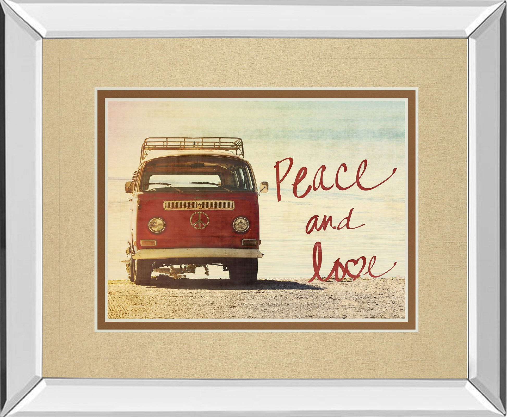 Peace And Love By Gail Peck - Mirror Framed Print Wall Art - Red Classy Art