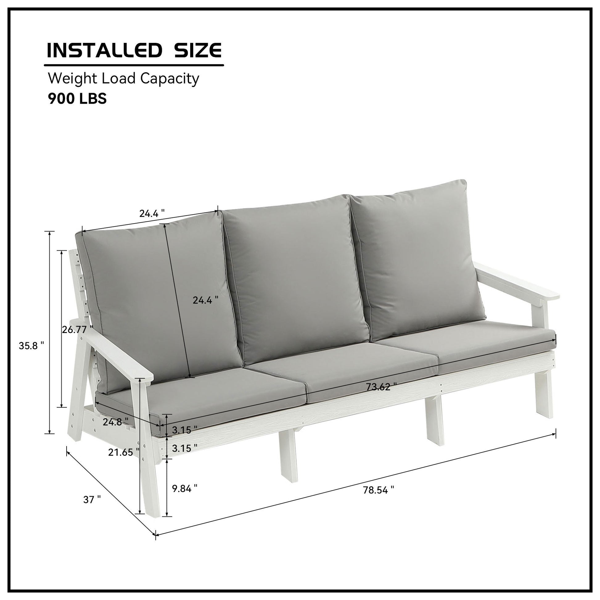 4-Piece Conversation Patio Set, HIPS Weather Resistance Outdoor Sofa and Coffee Table, White/Grey ***(FREE SHIPPING)*** House to Home Furnishings LLC