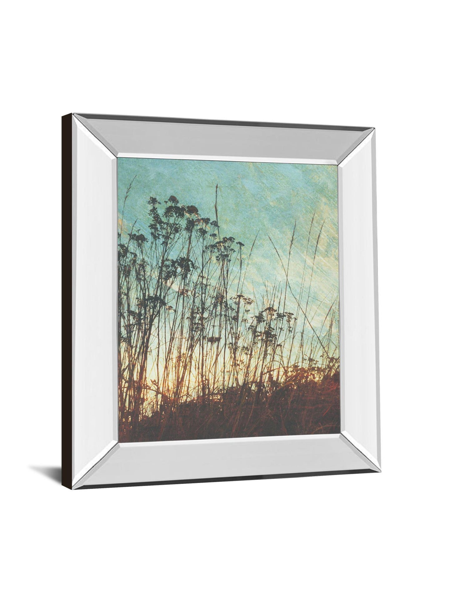 Wild Grass By Amy Melious - Mirror Framed Print Wall Art - Blue Classy Art