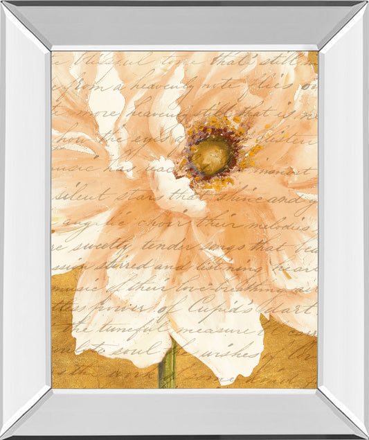 Beautiful Cream Peonies Script Il By Patricia Pinto - Mirror Framed Print Wall Art - Gold Classy Art