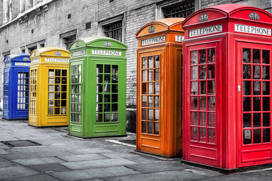Floating Tempered Glass With Foil Colorful Phone Booth - Red Classy Art