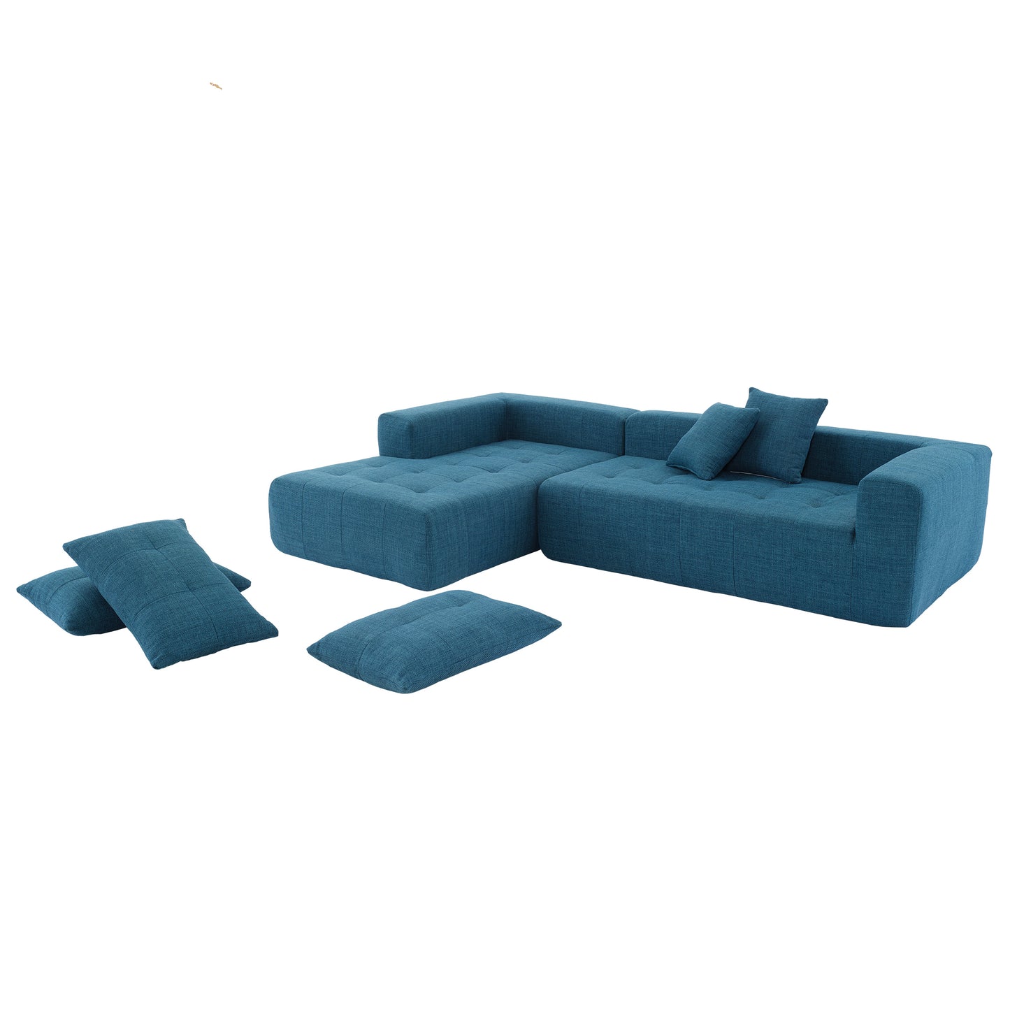 110x69" Modular Sectional Living Room Sofa Set, Modern Minimalist Style Couch, Installation-free sofa, Upholstered Sleeper Sofa for Living Room, Bedroom, Salon, 2 PC Free Combination, L-Shape, Linen House to Home Furnishings LLC