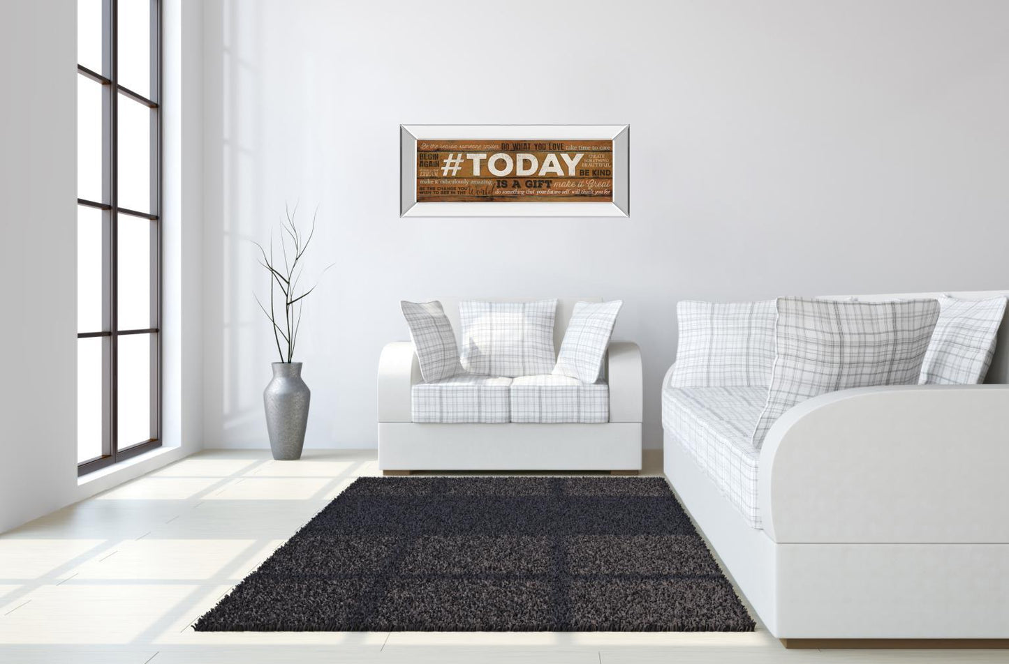 Today Is A Gift By Marla Rae Motivational - Mirror Framed Print Wall Art - Dark Brown Classy Art