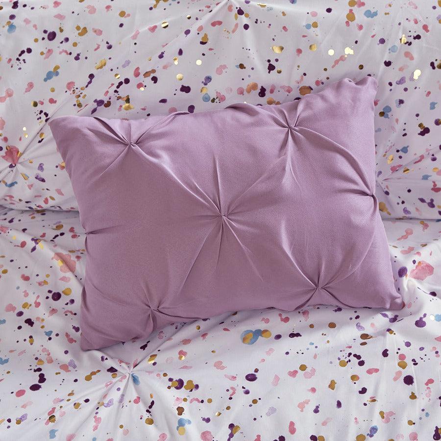 Abby Casual Metallic Printed and Pintucked Comforter Plum Full/Queen Olliix.com